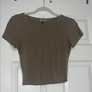 Bozzolo Brown Ribbed Crop Top